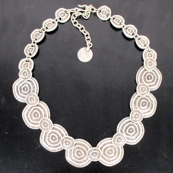 Vintage SERAGLIO Necklace Egyptian Arabic Faux Coin Chain Circle Links Jewelry - Picture 2 of 7